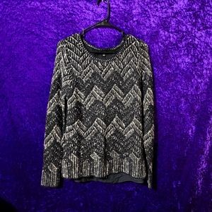Lucky Brand Knit Sweater Silver & Black Medium